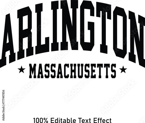 Arlington text effect vector. Editable college t-shirt design printable text effect vector