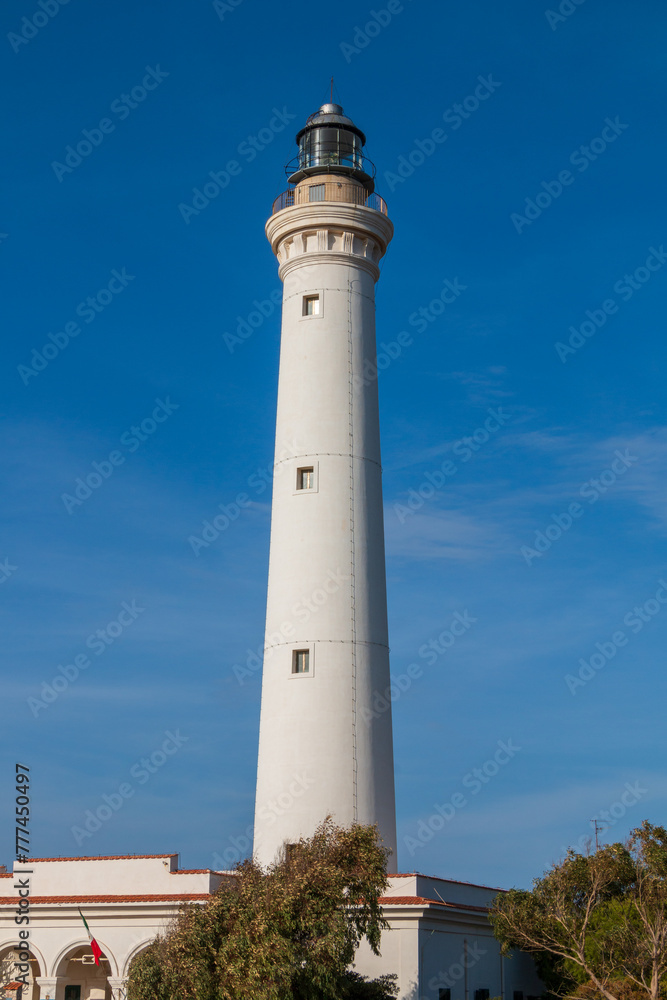 the white lighthouse tower of San Vito lo Capo.