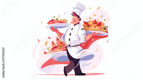 Professional male chef characters illustration 2d f
