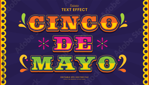decorative cinco de mayo editable text effect vector design © OreNyee