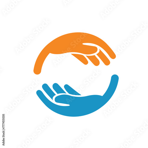 Two hands reach towards each other. Support and helping hand concept. Vector illustration  © wersk