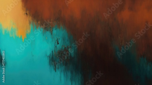 Black, Brown, teal, oil painting background. Abstract art background. Modern multicolored art painting texture