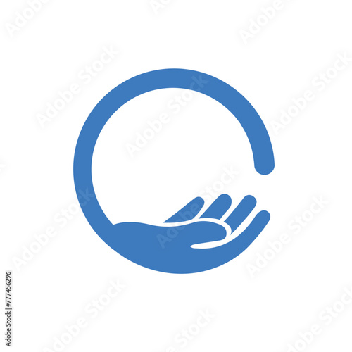 Circle hand care. Letter C care logo design with hand inspiration  © wersk