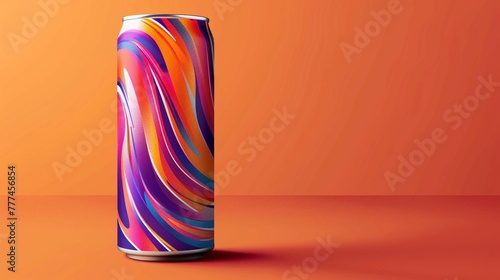Energy drink can mockup featuring bold and vibrant graphics.