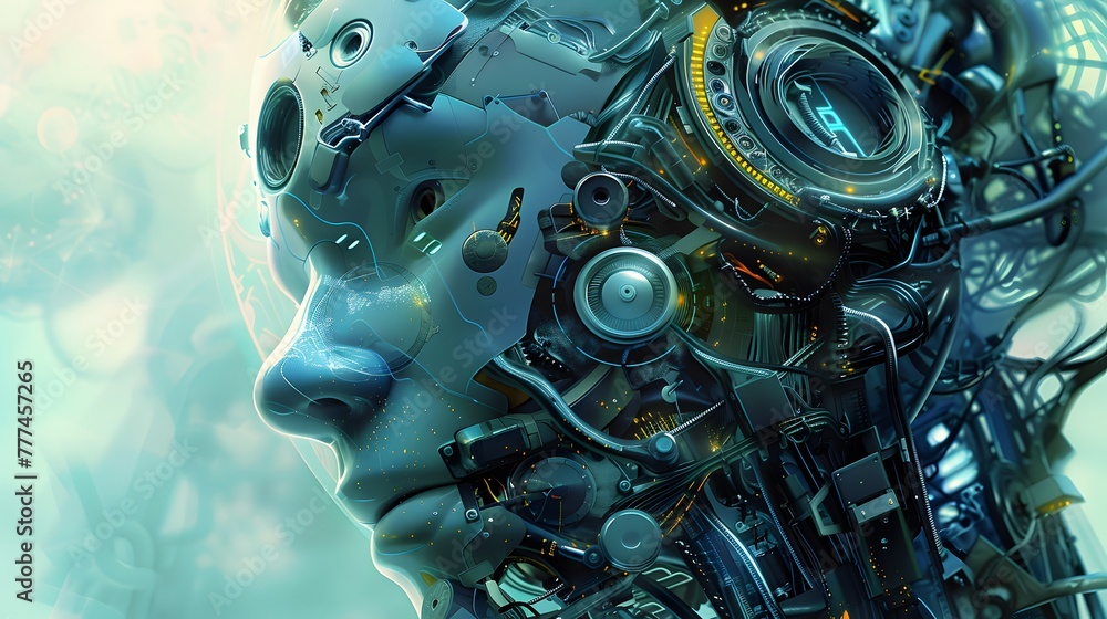 Fototapeta premium Blue Robot in a Motorized World