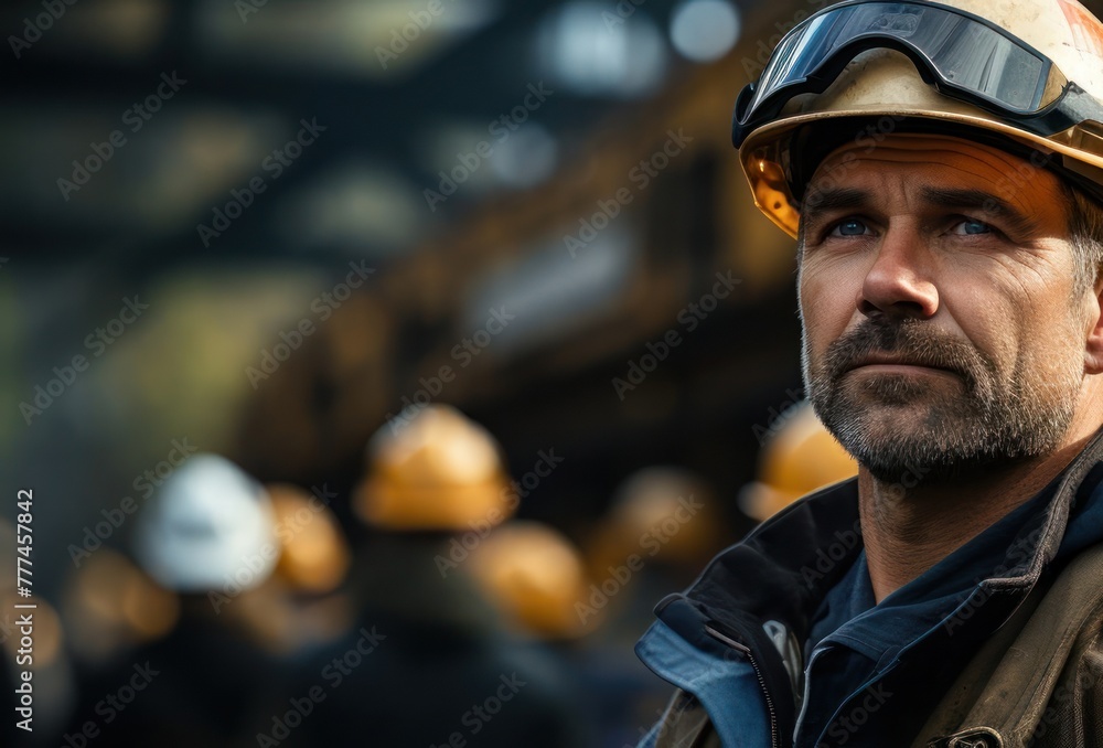 Man in Hard Hat Standing in Factory Generative AI Man in Hard Hat Standing in Factory Generative AI