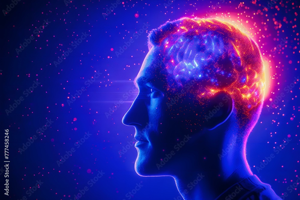 head with binary background head with binary background