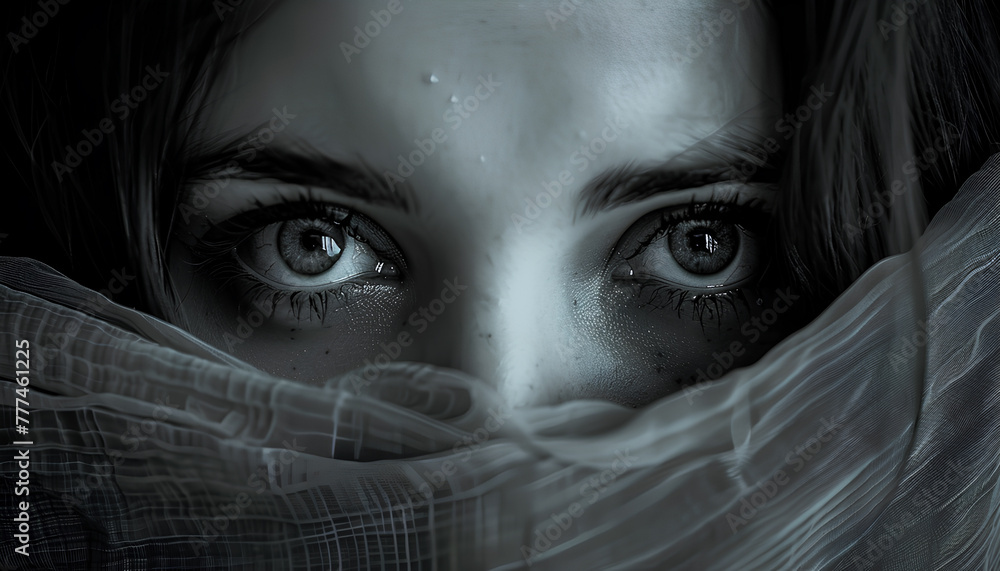 Terror in the eyes, fear of death, woman Terror in the eyes, fear of death, woman