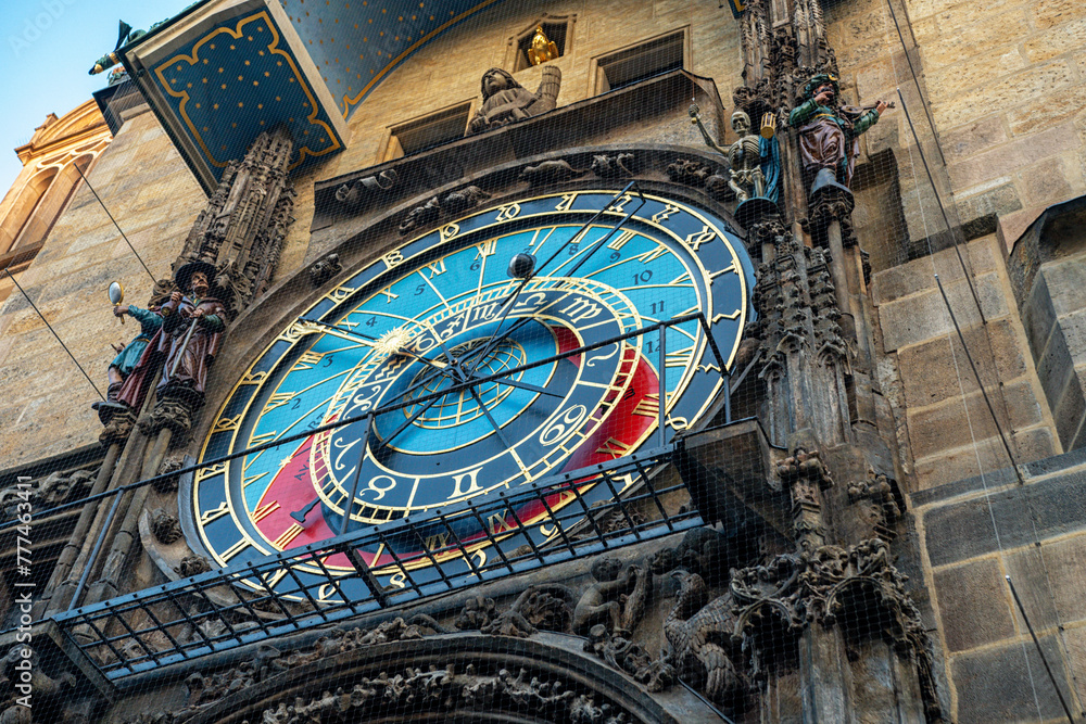 Obraz premium View of Astronomical clock in Old Town of Prague city.