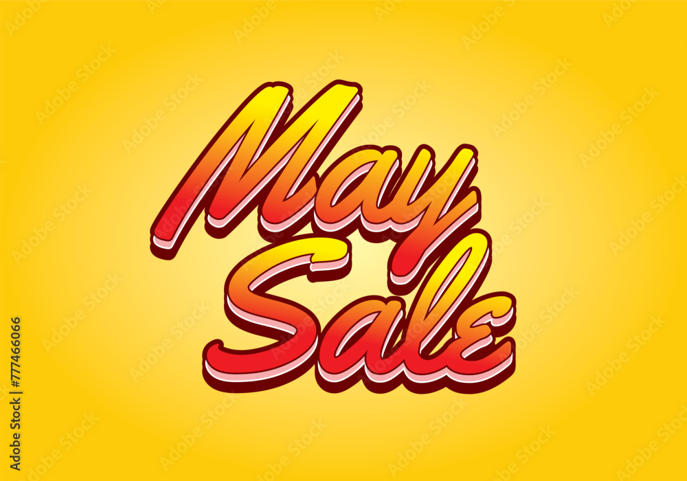 May sale. Text effect in 3 dimensions style and eye catching colors