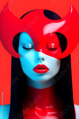 Vibrant 3D Lilith: A Stylized Pop Art Anthropomorphic Portrait photo