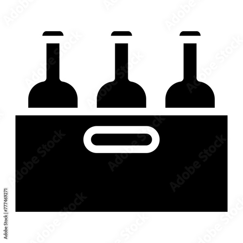 Beer Case Icon, alcoholic bottle in box
