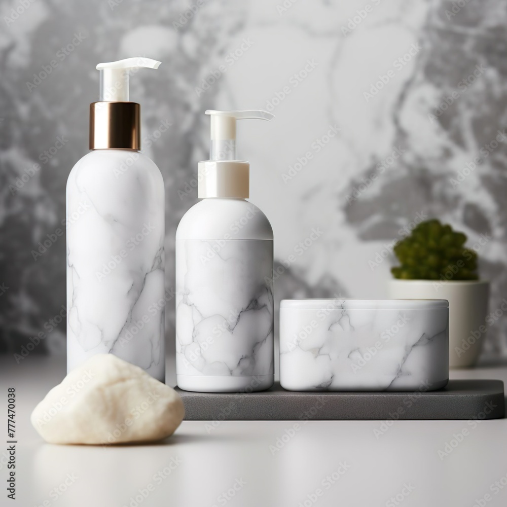 Skin Care Mockup in a Luxurious Marble Studio