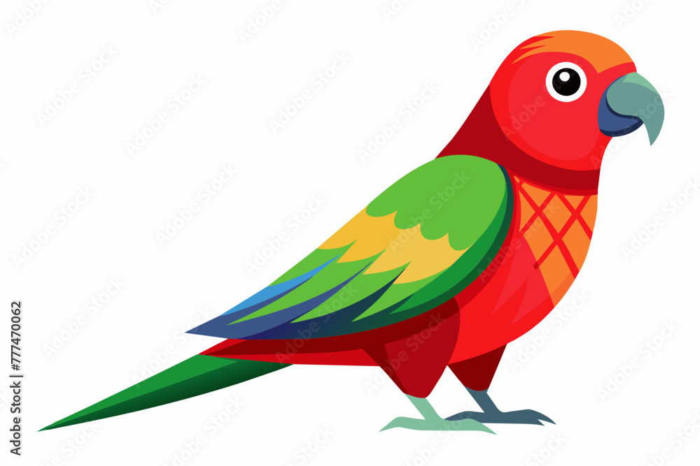 Red-breasted parakeet vector with white background.