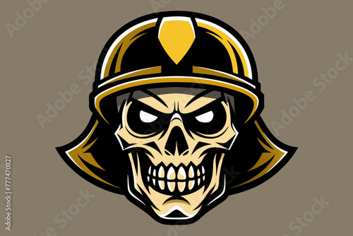 black and gold skull in the baseball helmet 