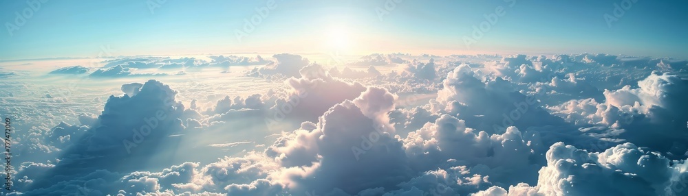 Anime-style illustration of a summer sky and cumulonimbus clouds - obrazy, fototapety, plakaty 