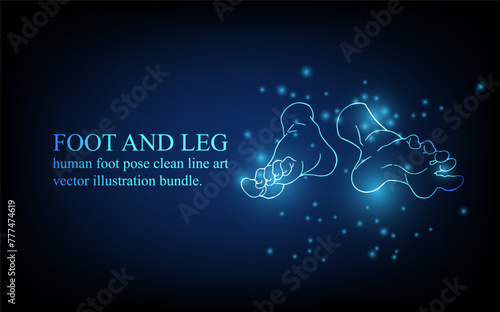 Human foot line, foot and leg, knee and toe, digital business concept, futuristic digital innovation background vector illustration.