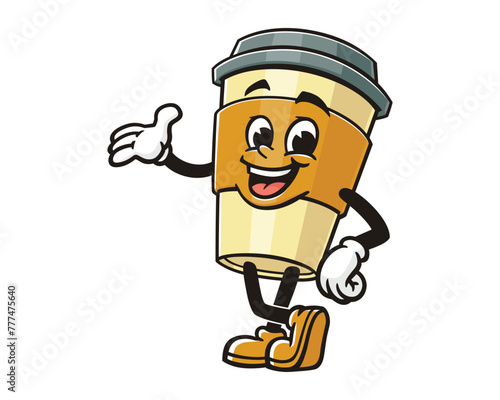Coffee cup cartoon mascot illustration character vector clip art hand drawn
