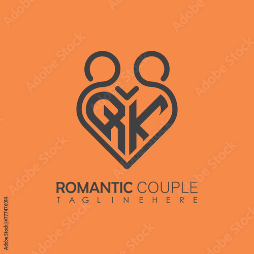 Couple love Heart symbol ALL letter logo icon design template. May be used in medical, dating, Valentines Day and wedding design.