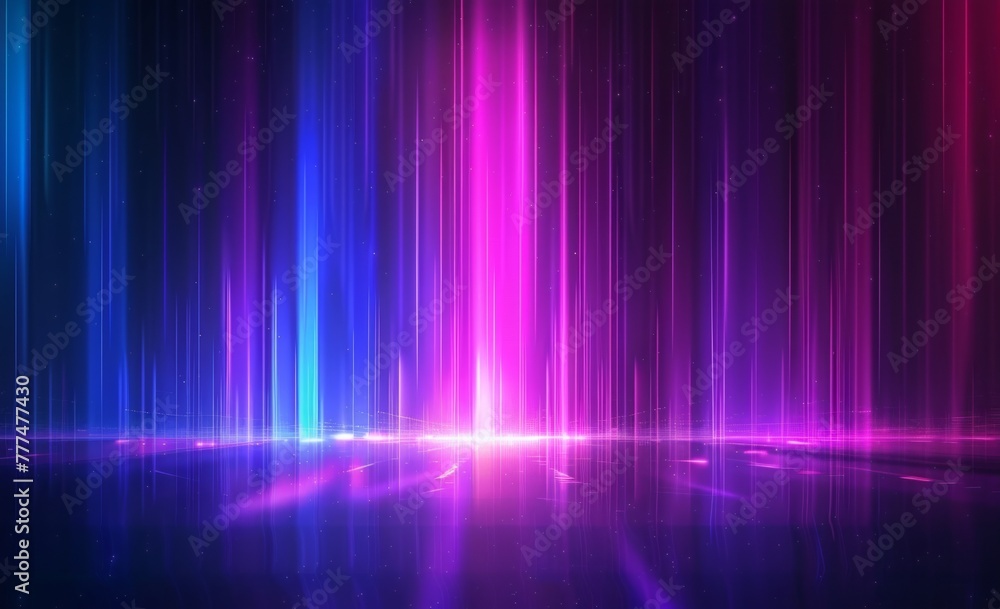 Abstract background with blue and purple neon lights, glowing stripes ...