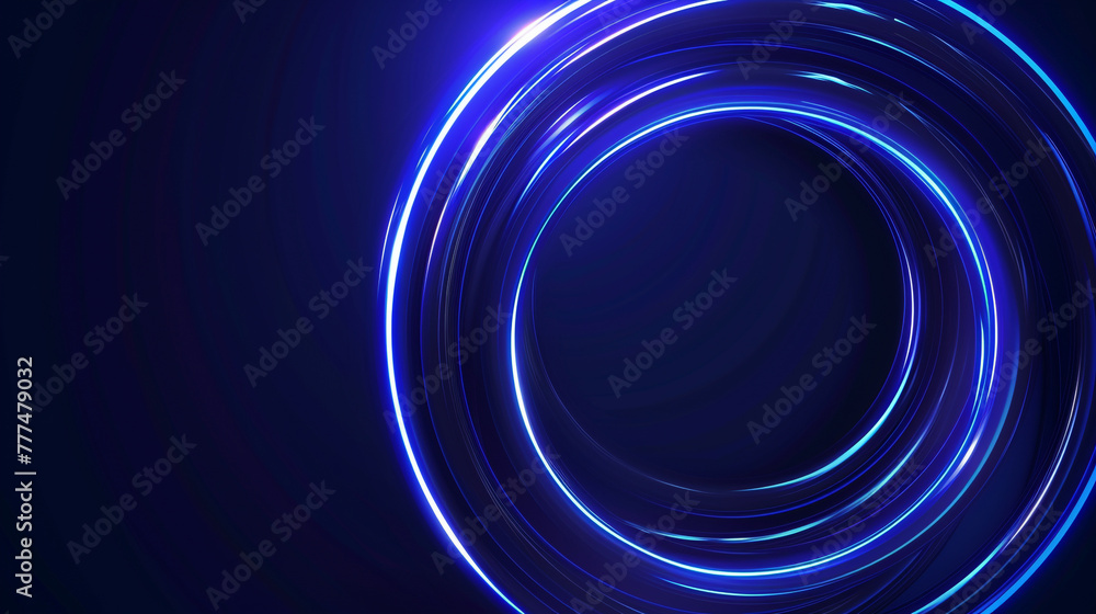 Abstract glowing blue circle lines on dark blue background. Geometric stripe line art design. Abstract glowing blue circle lines on dark blue background. Geometric stripe line art design.