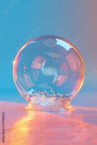 Creativity AI: Bubble made of soap on the verge of popping with delicate surface.