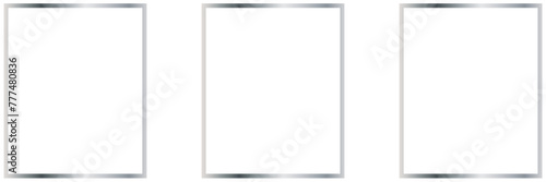 Rectangle silver frame isolated on transparent background, luxury shiny grey border design for invitation, postcard, card, PNG, cut out