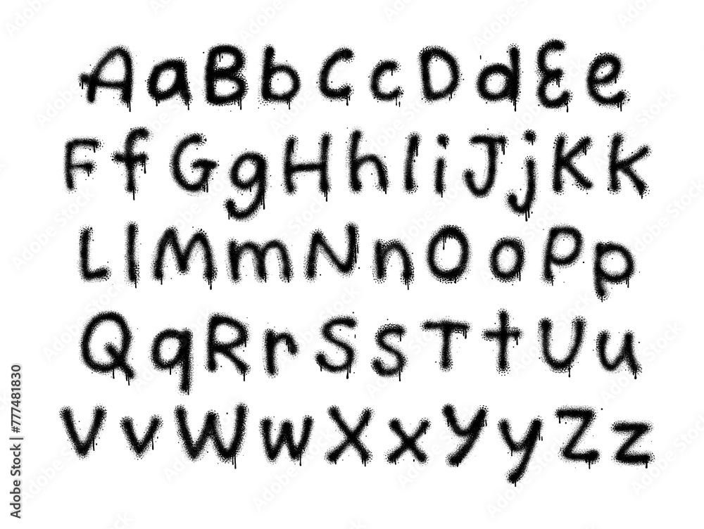 Grunge spray paint font. Texture alphabet in street art and graffiti style. Grunge and dirty effect. Graffiti alphabet. Spray paint letters. Grunge spray paint font. Texture alphabet in street art and graffiti style. Grunge and dirty effect. Graffiti alphabet. Spray paint letters.