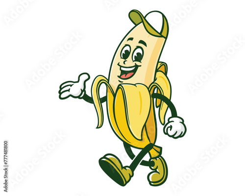 Banana wear a hat cartoon mascot illustration character vector clip art hand drawn 