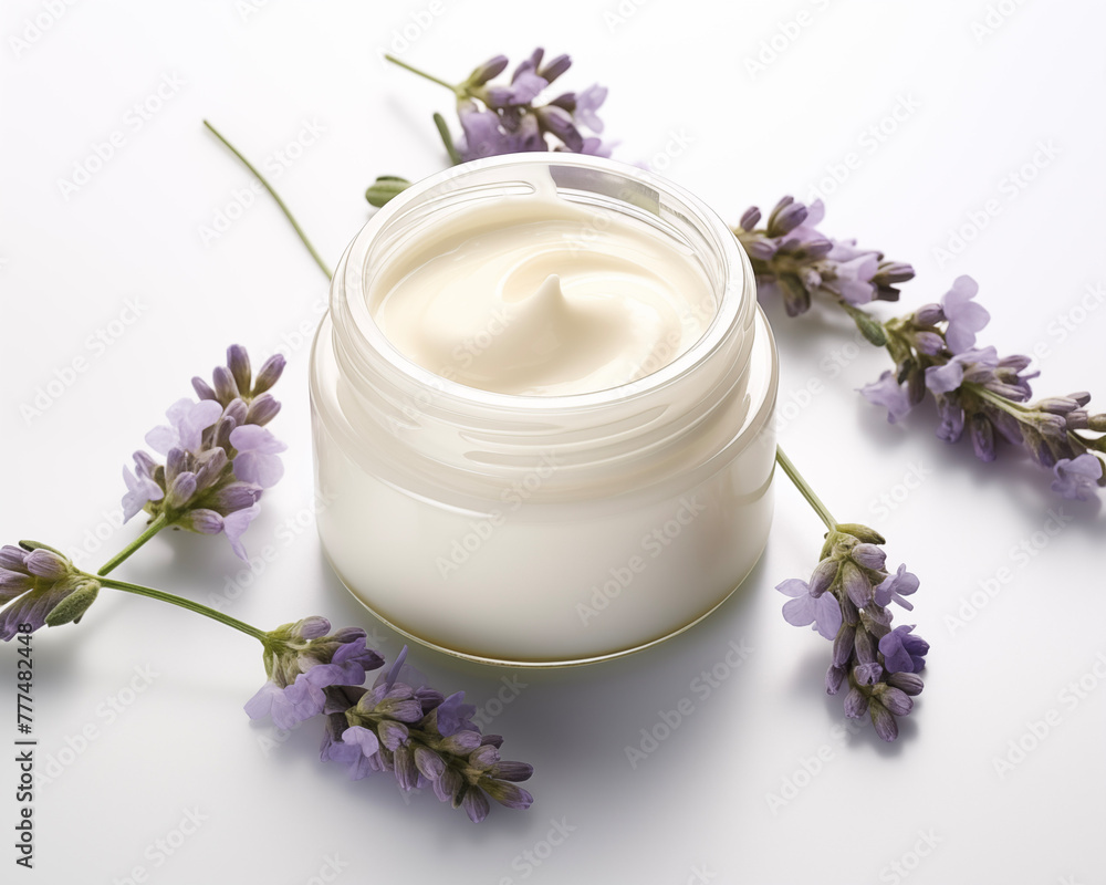 Jar with cosmetic cream. Jar with cosmetic cream.