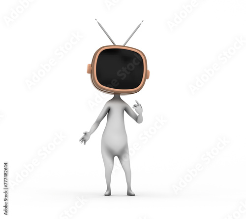 Human character with a tv instead of head.