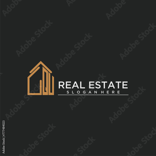 QU initial monogram logo for real estate design