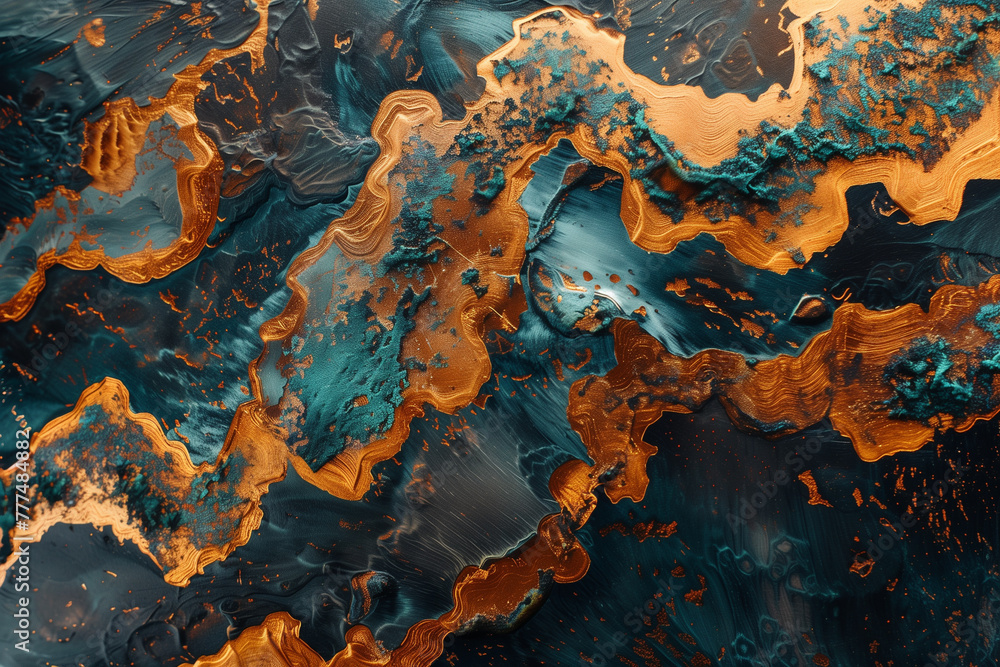 Fototapeta premium Closeup of textured mineral copper background
