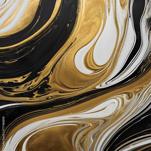 Golden & White Liquid Marble Texture Design