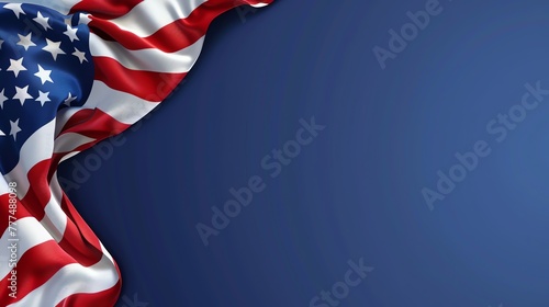 A USA themed background with the American flag in the corner, copy space for text. Graphic Illustration, patriotic design. photo