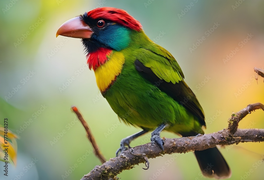 Obraz premium Beauty of the Brown-headed Barbet