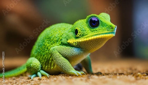 green lizard on a tree photo