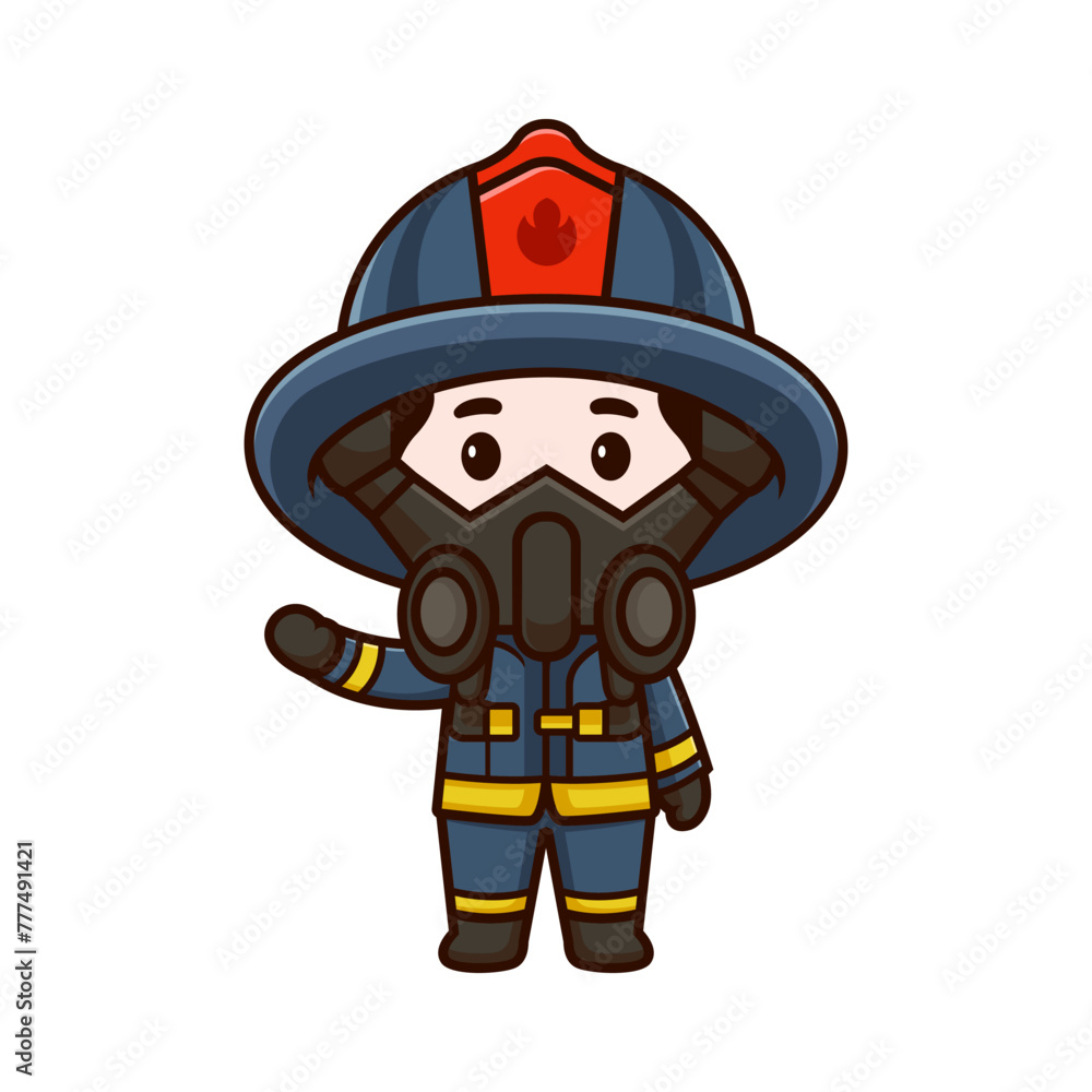 cute fireman mascot with wearing masker cute fireman mascot with wearing masker
