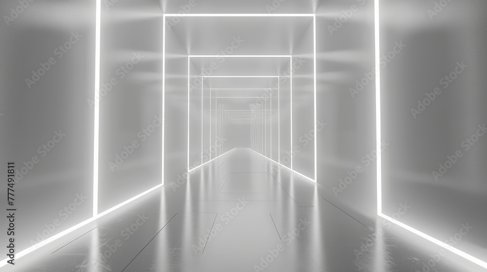 Fototapeta premium abstract 3d tunnel, white background, light