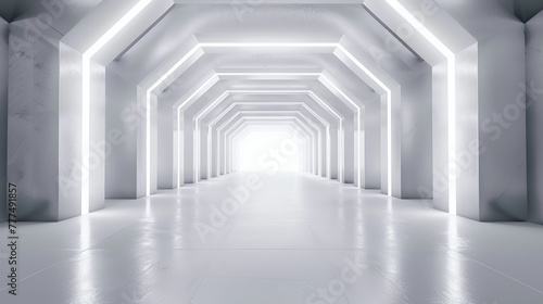 abstract 3d tunnel, white background, light