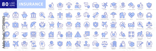 bundle of insurance set icons