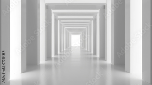 abstract 3d tunnel, white background, light