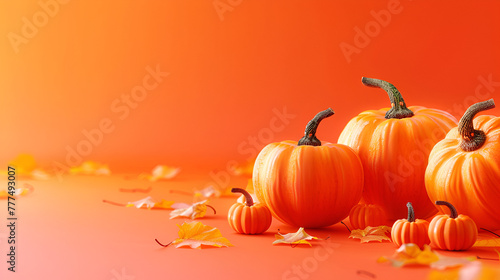 Colorful Fall Border  Top view photo of halloween decorations small pumpkins  Halloween pumpkins copy space isolated  Generative Ai