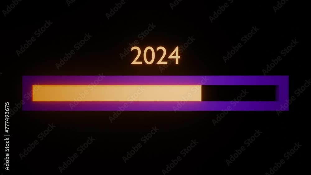 Loading 2024 to 2025 progress bar on black background Animation. Happy new year 2025