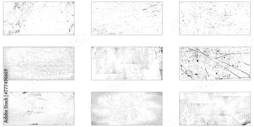 Collection of 9 grunge texture. Grungy dirty distressed textures set.