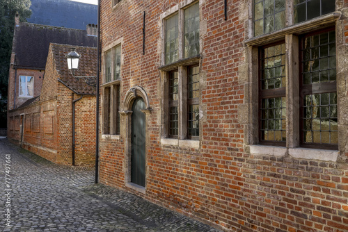 Houses and street in Le Beguinage  Leuwen  Belgium