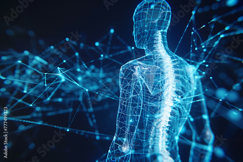 Cutting-edge wireframe visualization on luminous translucent backdrop, depicting futuristic medical concept and innovation