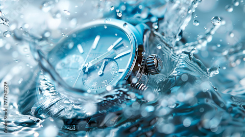 wristwatch splashing into water, beautiful watch standing on water, luxury watch with water splash, Generative Ai © HayyanGFX