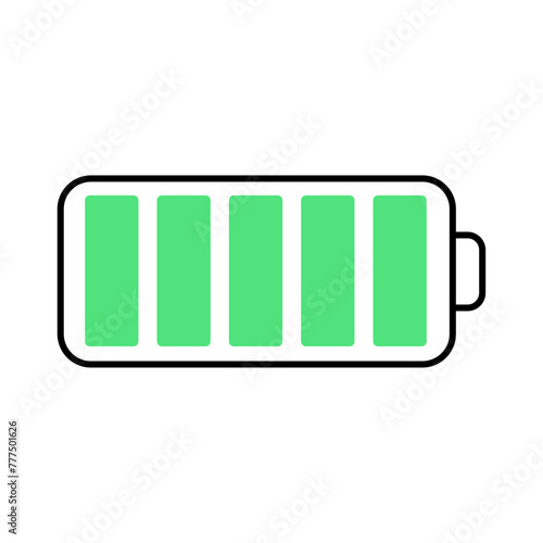 Battery full charge indicator. Simple battery outline icon