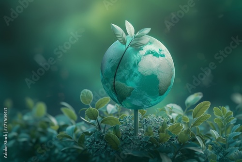  A tight shot of a plant featuring a sphere atop its center, surrounded by a sea of leaves